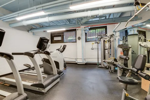 a view of a room with gym equipment