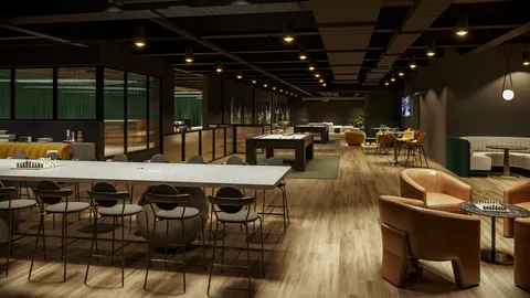 a room with table and chairs