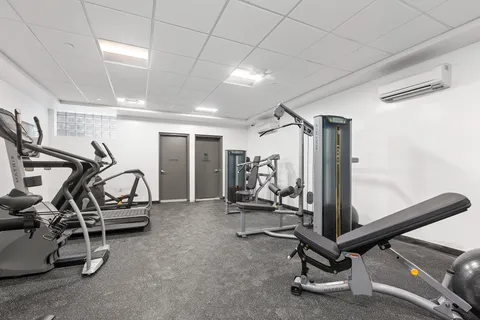 a view of a room with gym equipment