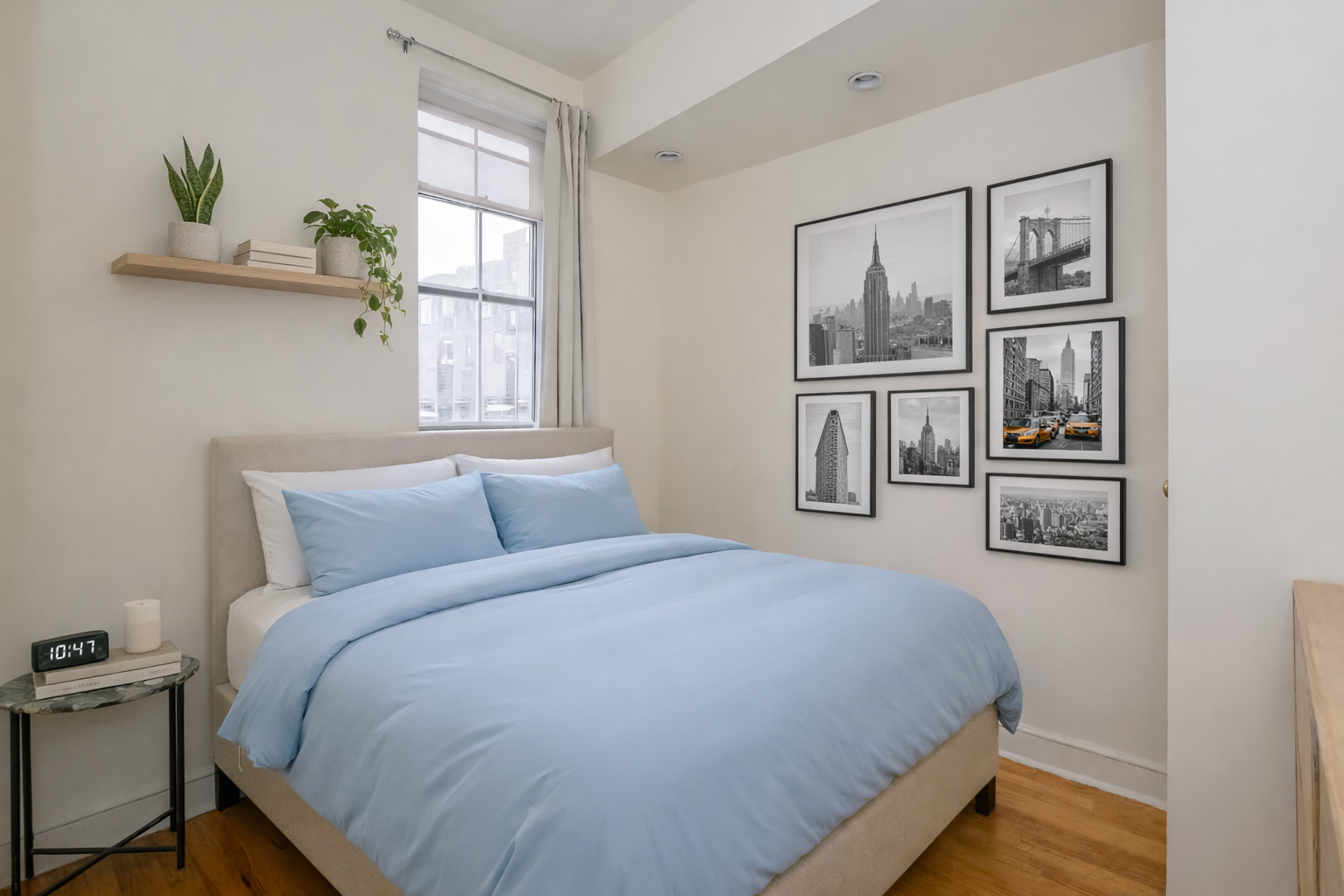 25 Minetta Lane, Unit 6G Manhattan, NY 10012 - Photo 4 of 13 a bedroom with a large bed and a window
