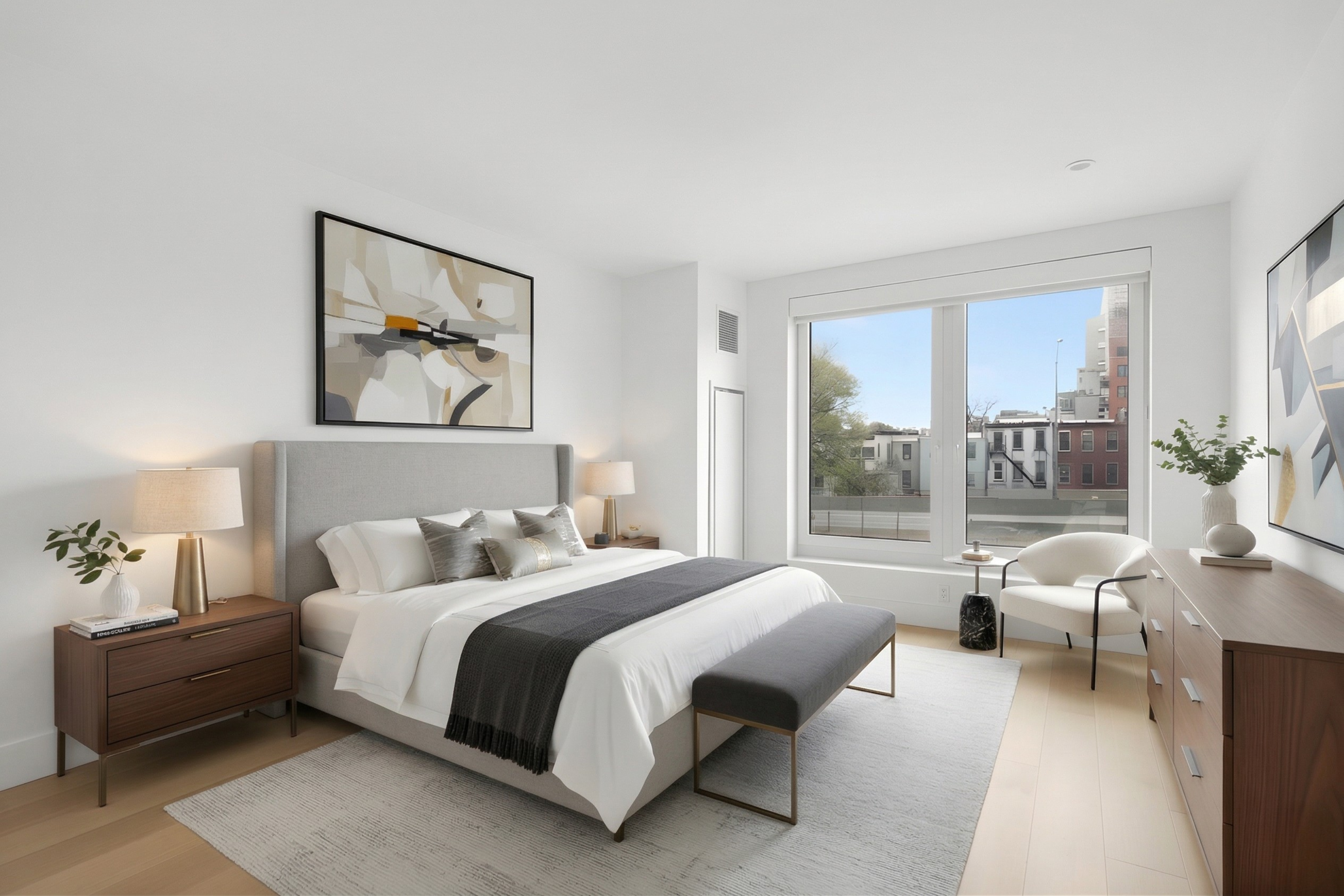 575 4th Avenue, Unit 3F Brooklyn, NY 11215 - Photo 8 of 20 a bedroom with furniture and a large window