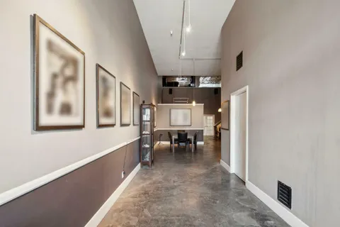 a view of a dining area with furniture