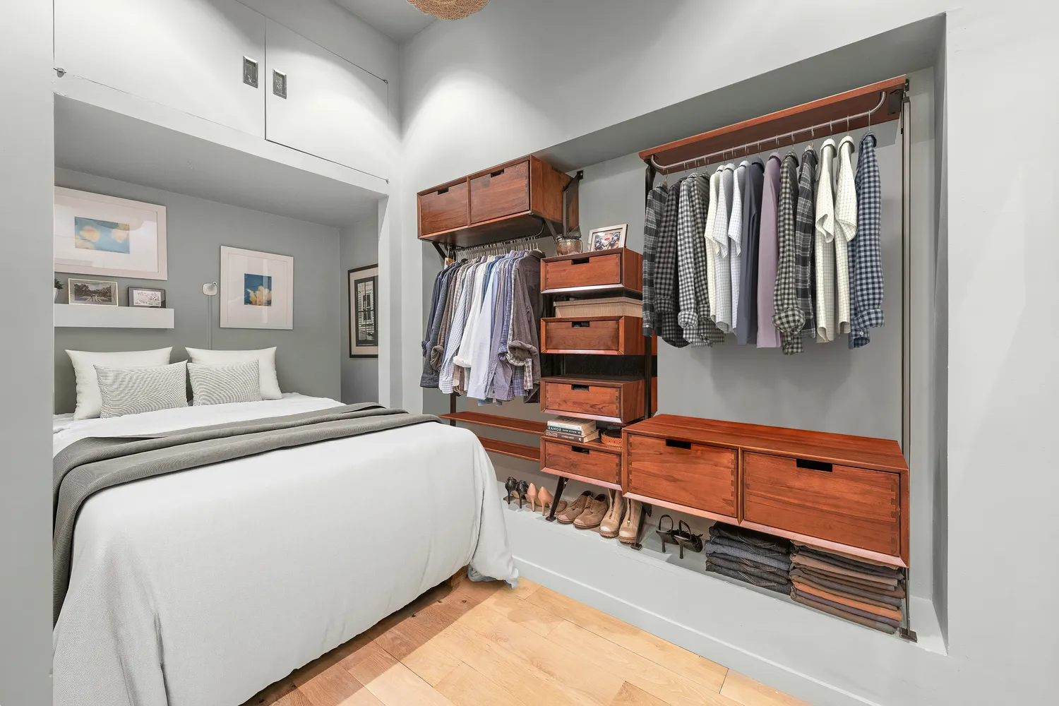 a bedroom with furniture and window