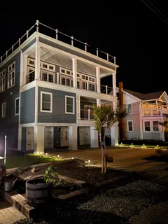 a front view of a building with street