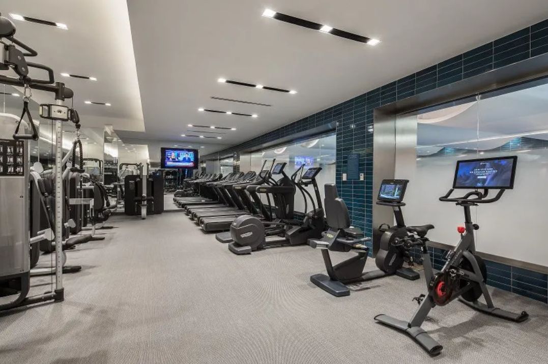 a view of a room with gym equipment