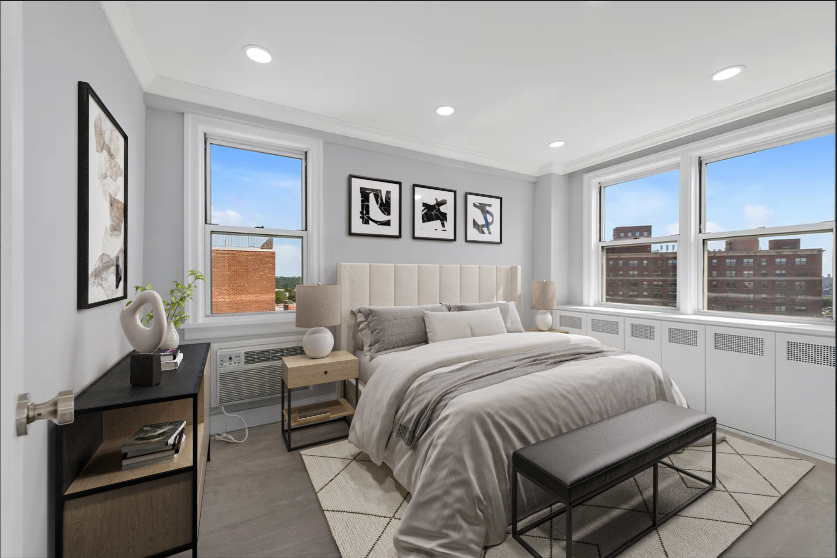 3755 Henry Hudson Parkway West, Unit PHA Bronx, NY 10463 - Photo 7 of 14 a bedroom with a large bed and a window