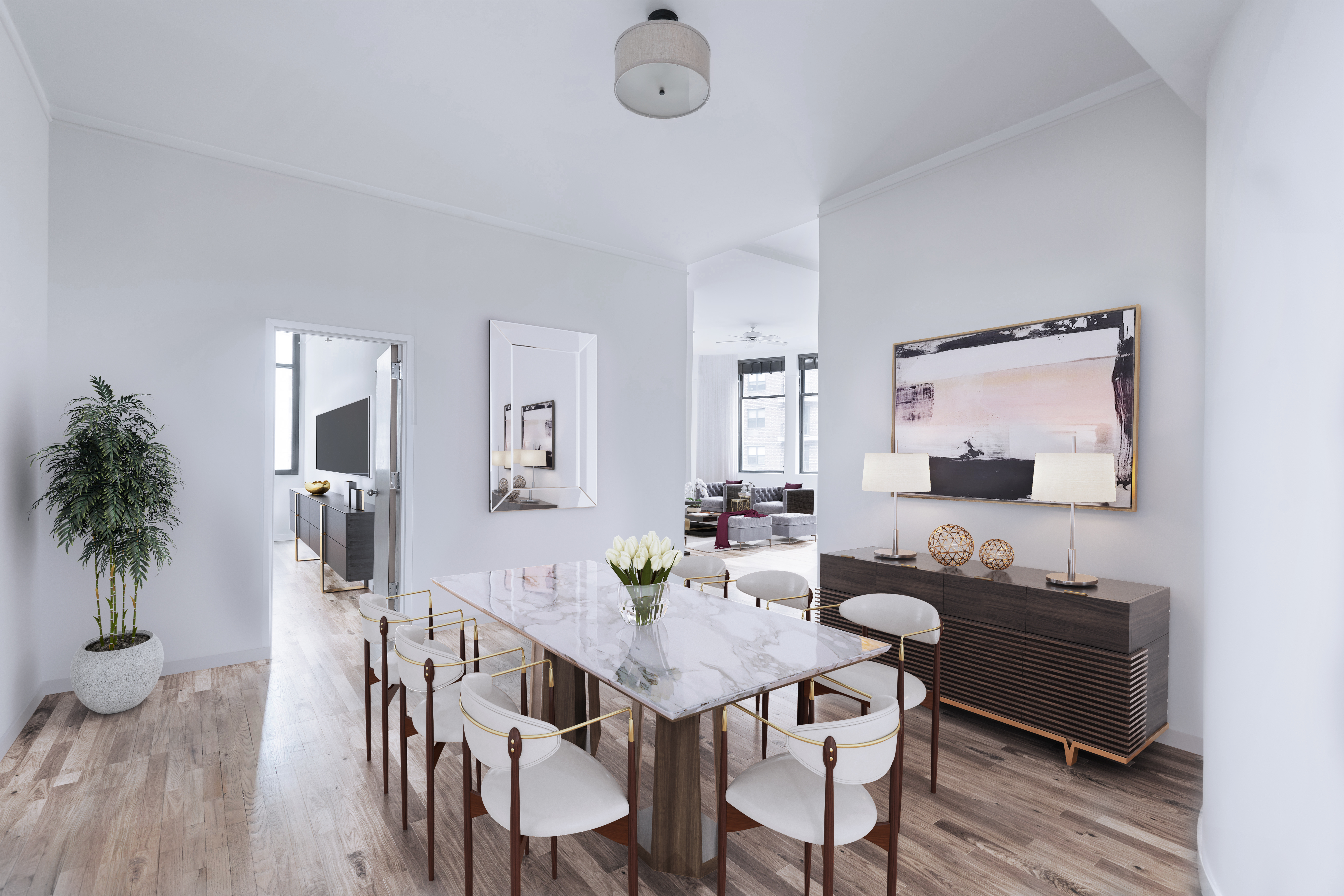 115 4th Avenue, Unit 5C Manhattan, NY 10003 - Photo 3 of 11 a view of a dining room with furniture and wooden floor