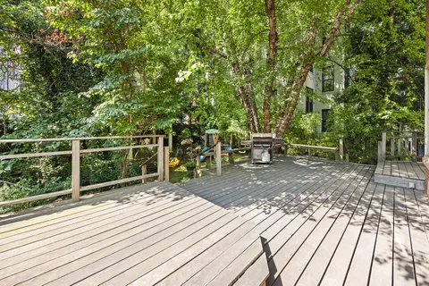 a view of a wooden deck