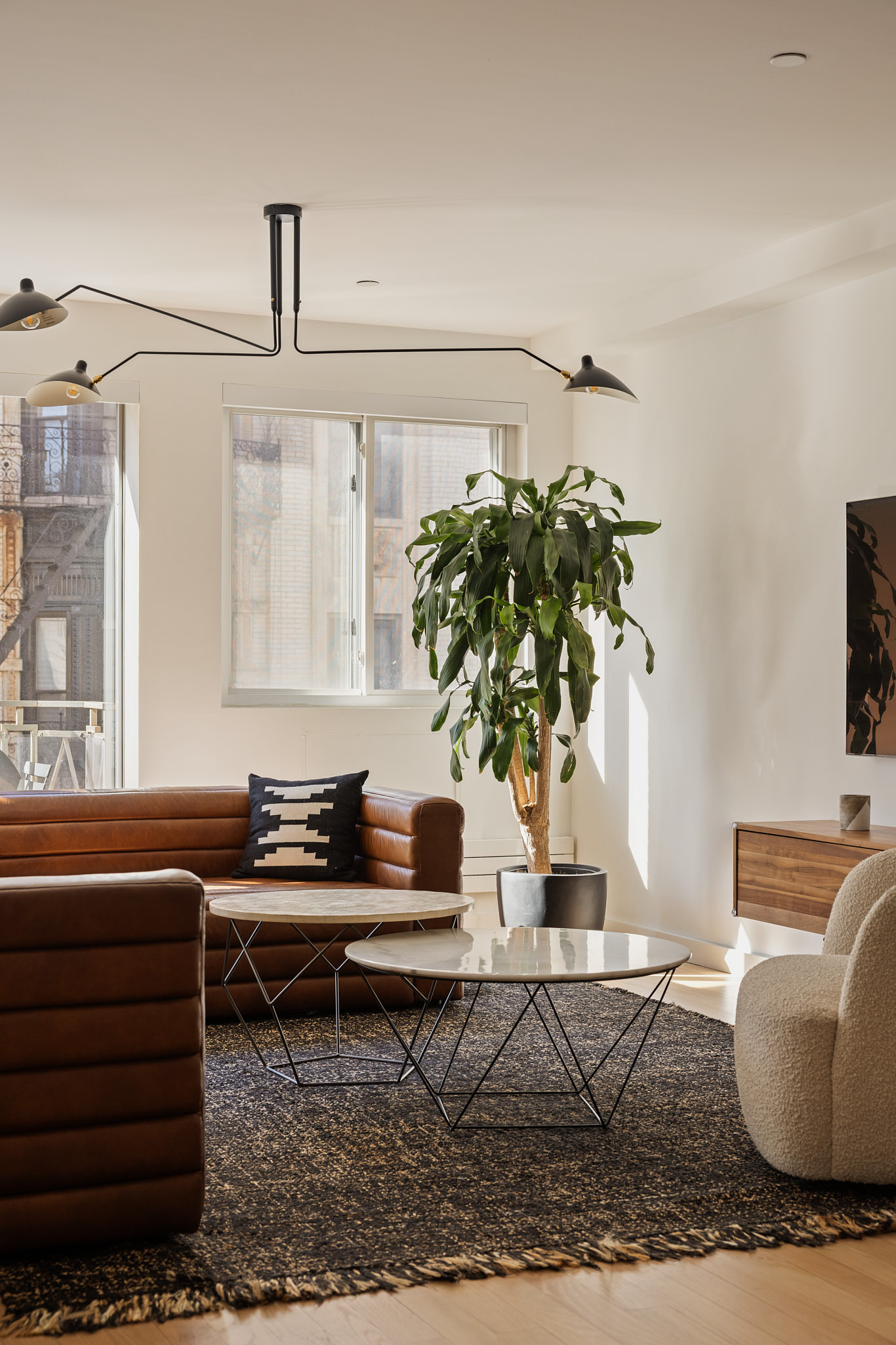 182 Mulberry Street, Unit 4 Manhattan, NY 10012 - Photo 3 of 13 a living room with furniture and a potted plant