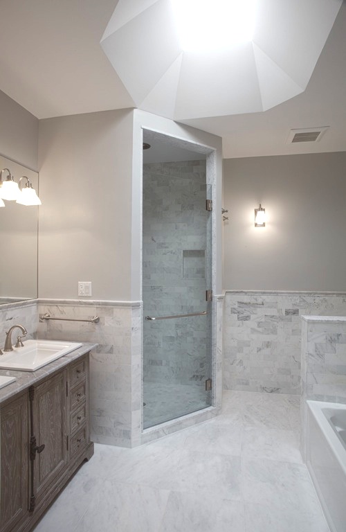 148 Luquer Street, Unit 2 Brooklyn, NY 11231 - Photo 12 of 22 a bathroom with a shower a sink and a mirror