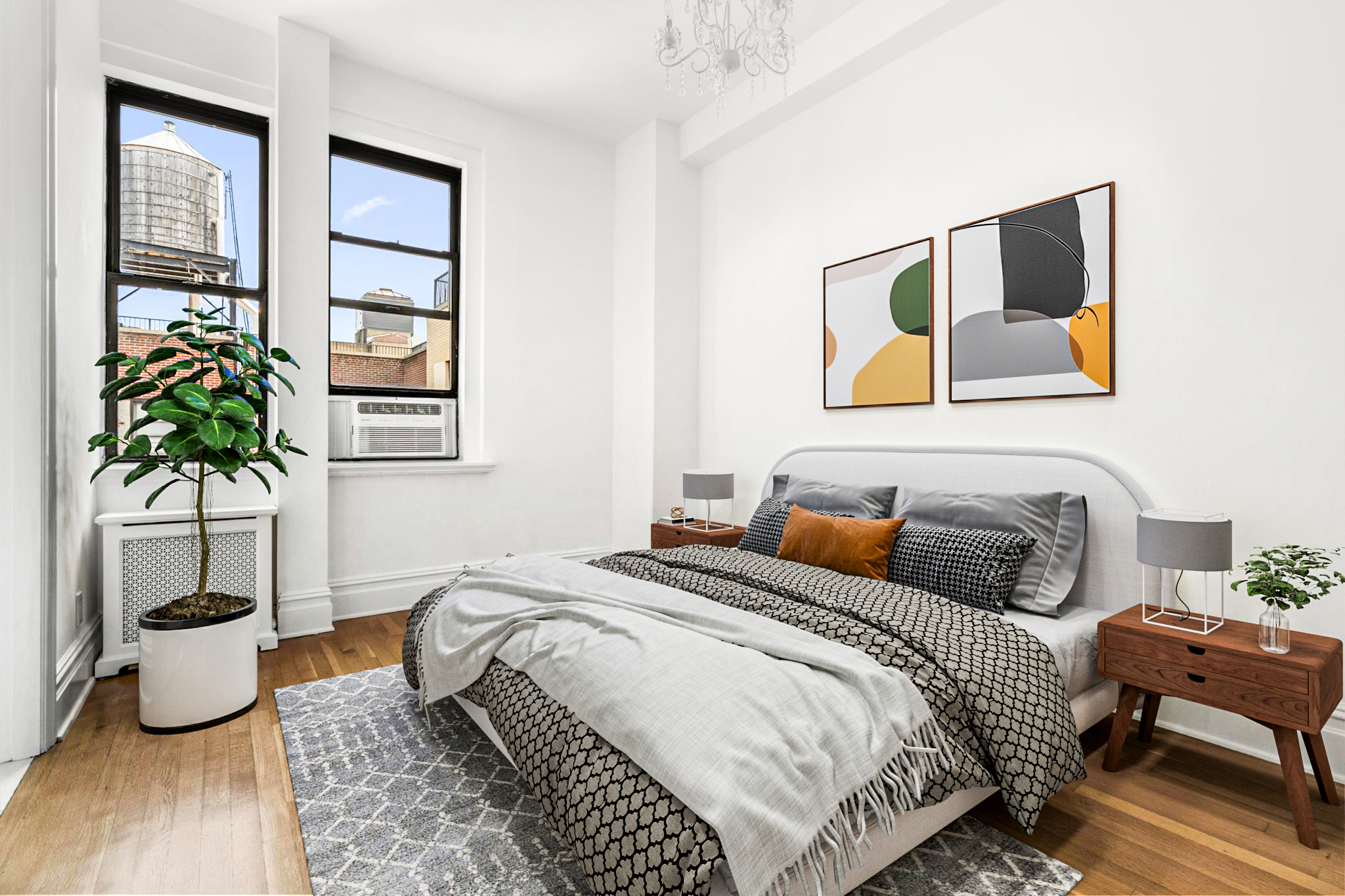 885 West End Avenue, Unit 12D Manhattan, NY 10025 - Photo 15 of 24 a bedroom with bed and a potted plant
