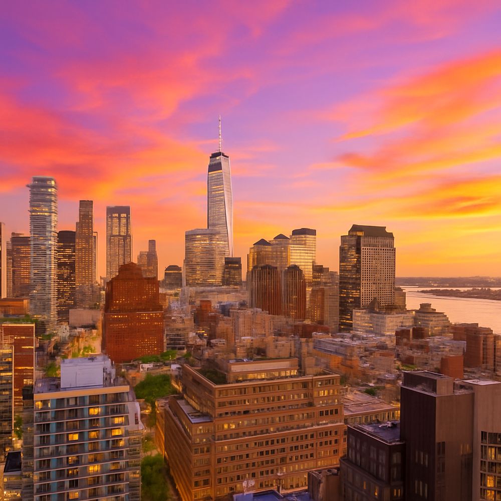 a view of a city with tall buildings