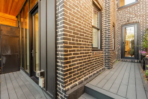 a view of wooden balcony