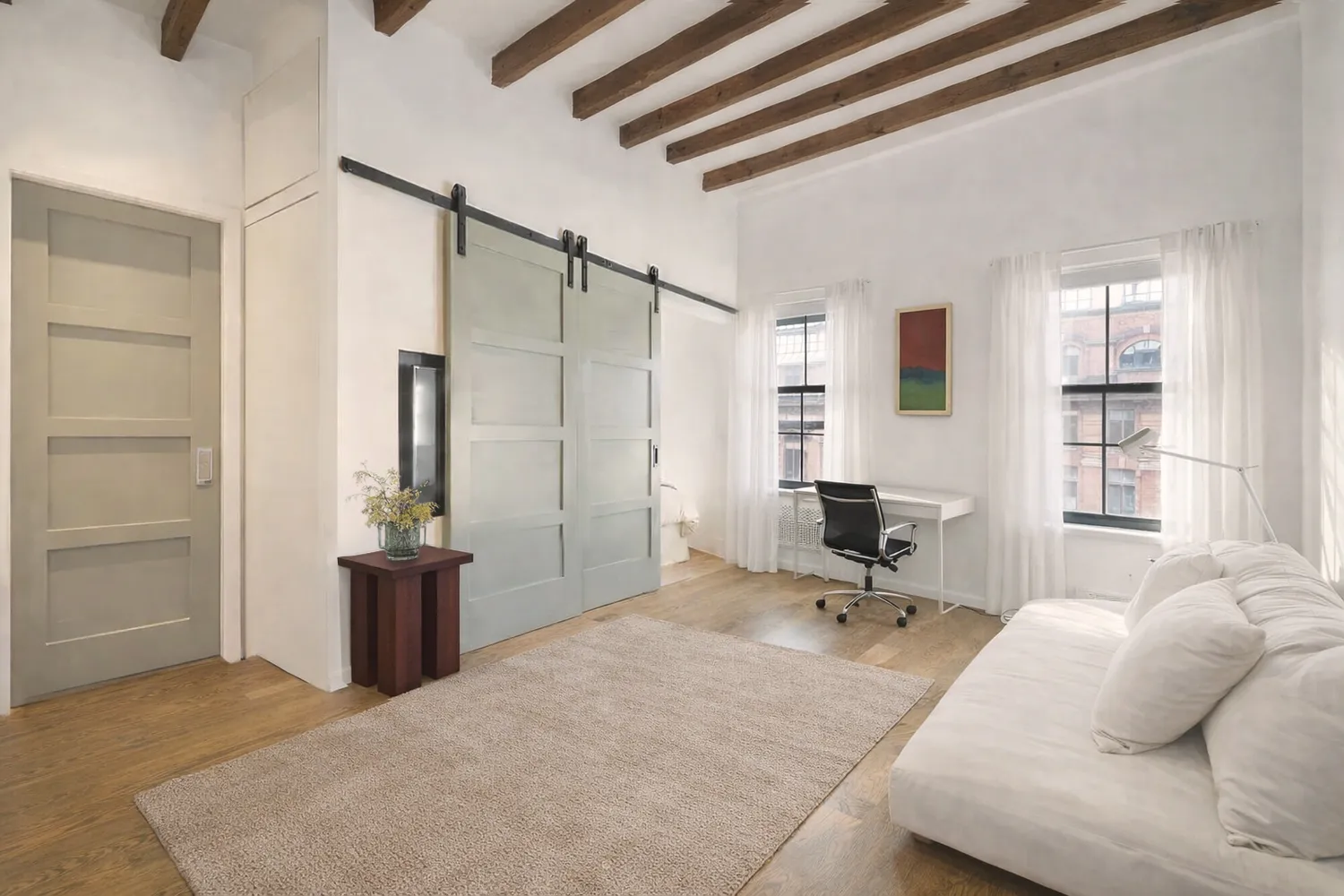 a living room with furniture