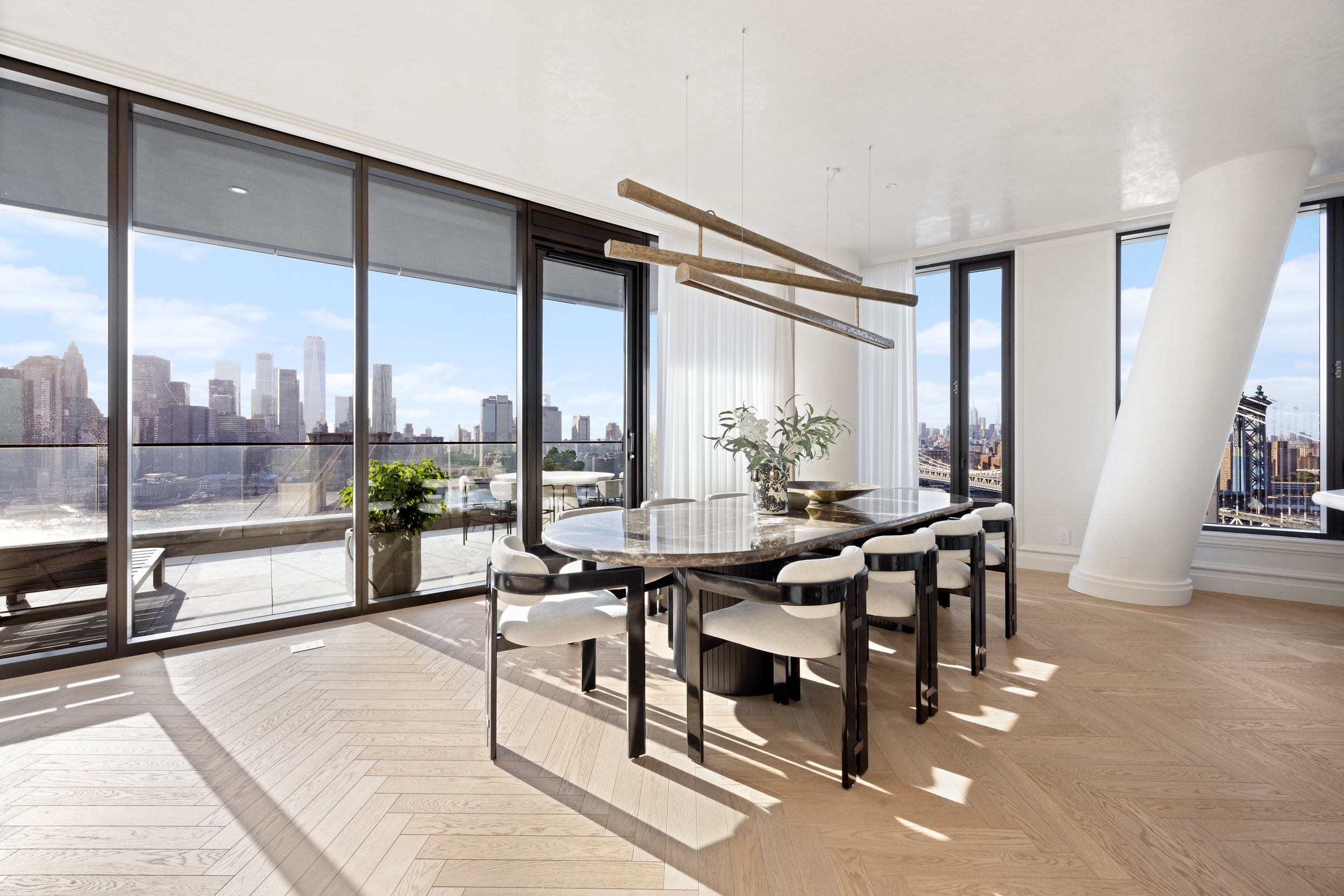 30 Front Street, Unit 25A Brooklyn, NY 11201 - Photo 16 of 45 a dining room with furniture and a floor to ceiling window