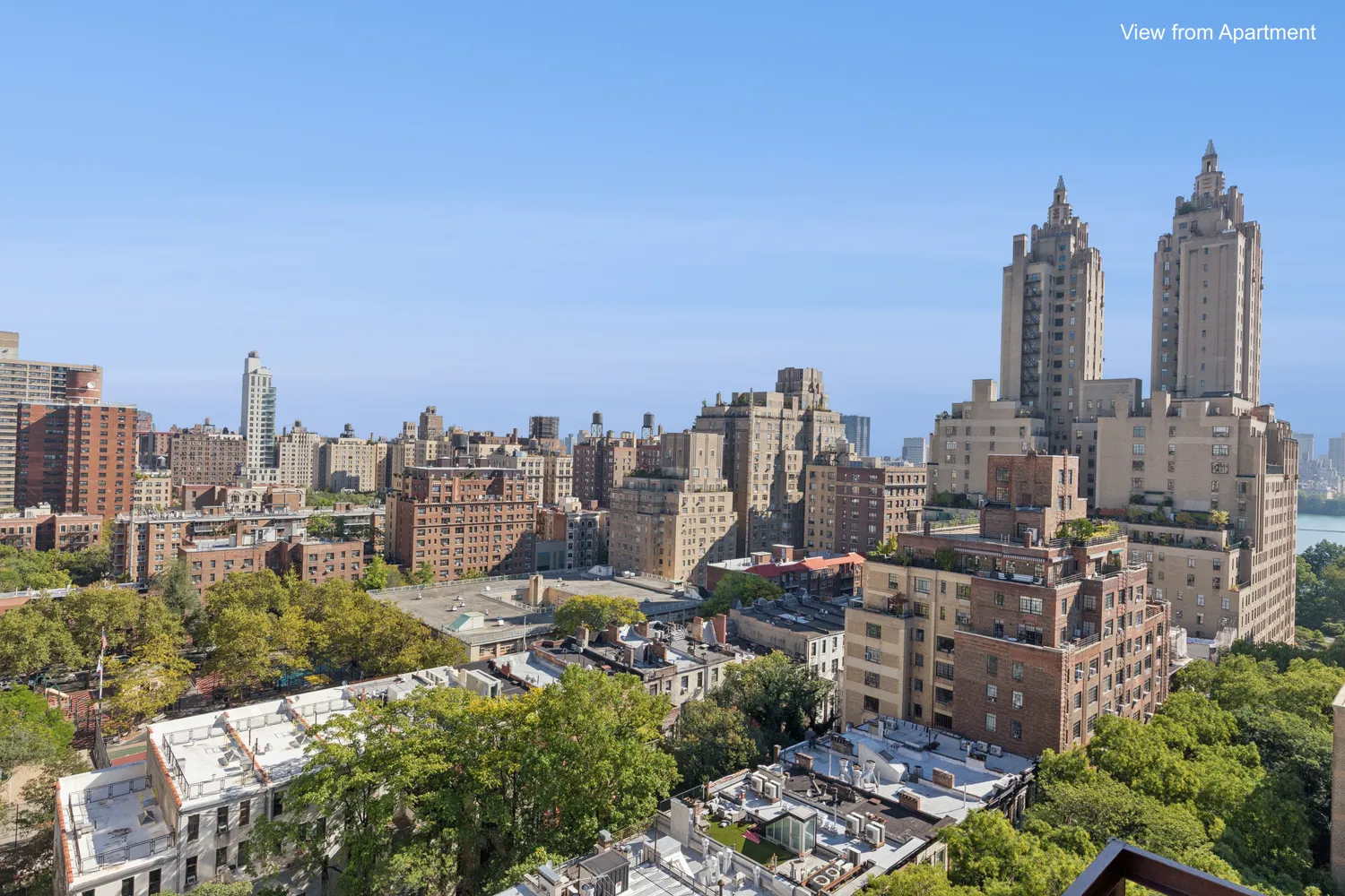 a view of a city with tall buildings