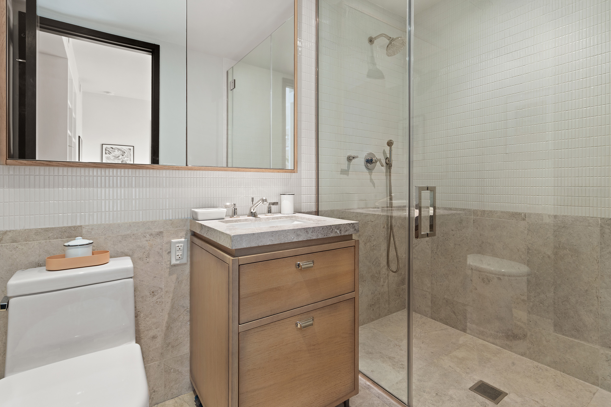51 Jay Street, Unit 5J Brooklyn, NY 11201 - Photo 10 of 23 a bathroom with a sink toilet and shower