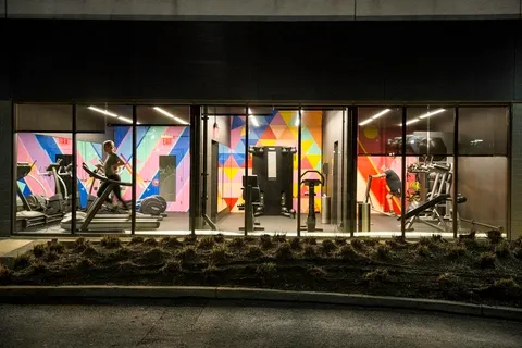 a view of a lobby with furniture