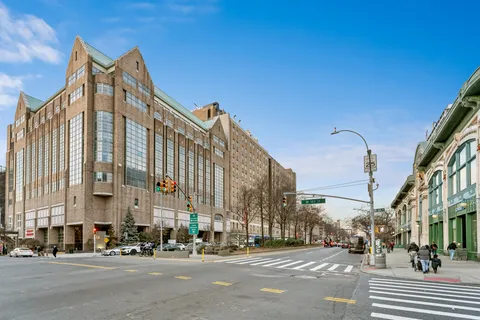 a city view with tall buildings