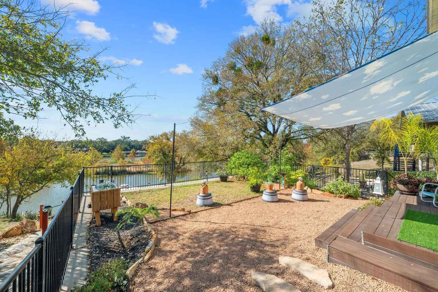 a view of a terrace with sitting area