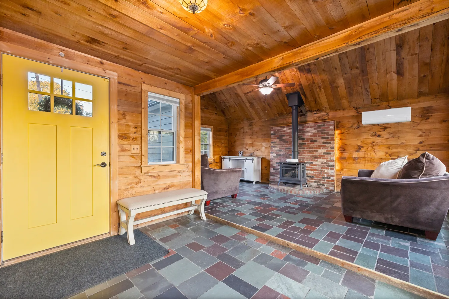 a living room with furniture