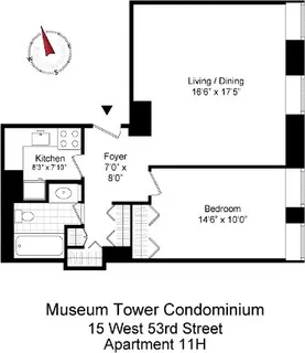 $1,100,000 | 15 West 53rd Street, Unit 11H | Midtown Central