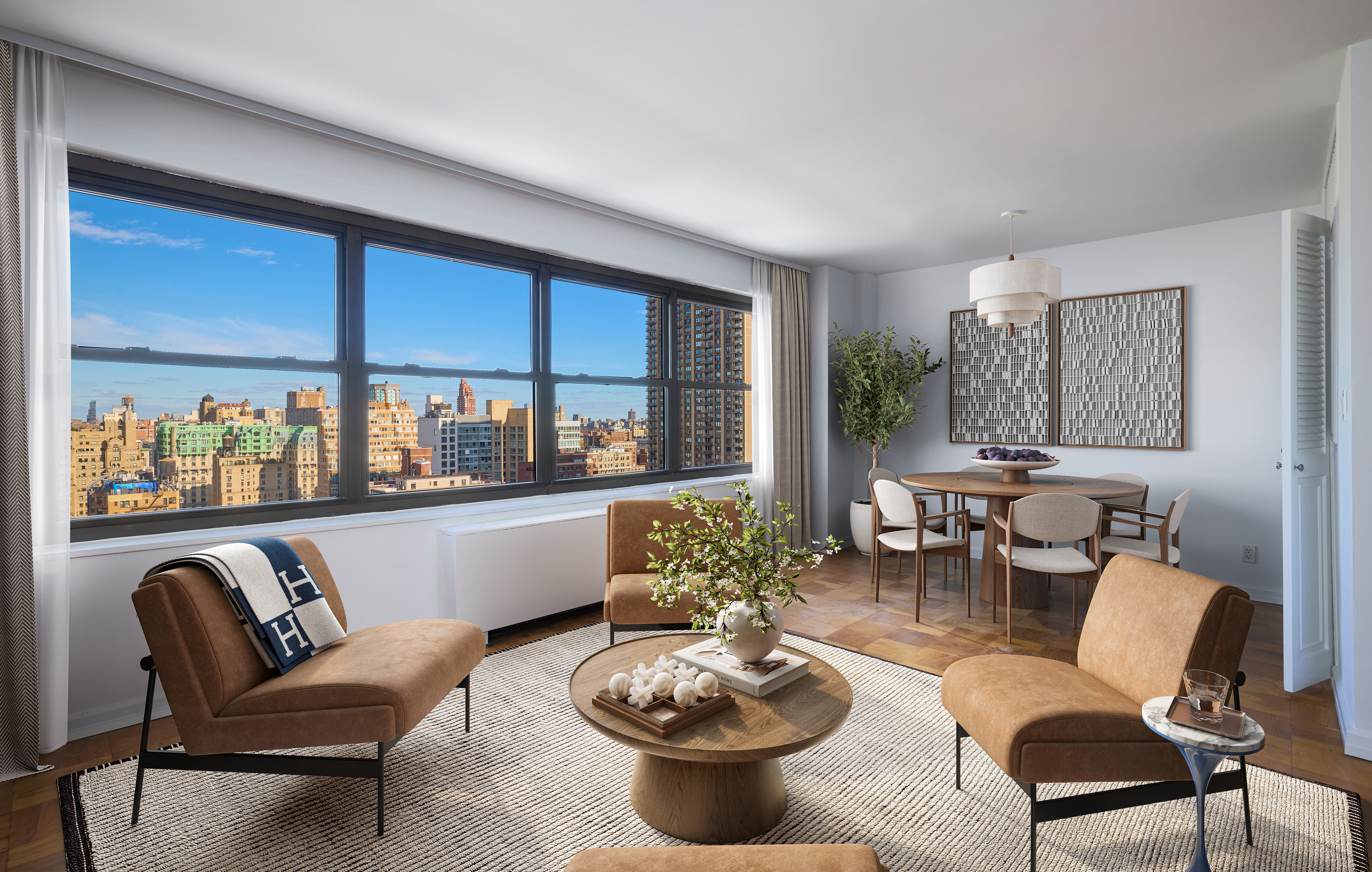 180 West End Avenue, Unit 27A Manhattan, NY 10023 - Photo 5 of 18 a living room with furniture and a large window