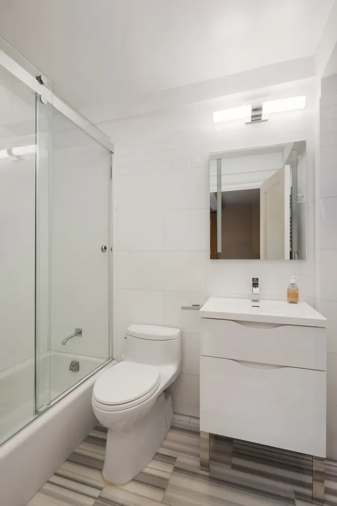 a city street lined with tall buildings