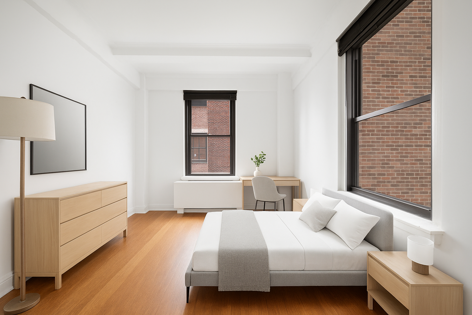 325 East 57th Street, Unit 11D Manhattan, NY 10022 - Photo 8 of 13 a bedroom with a bed and a large window