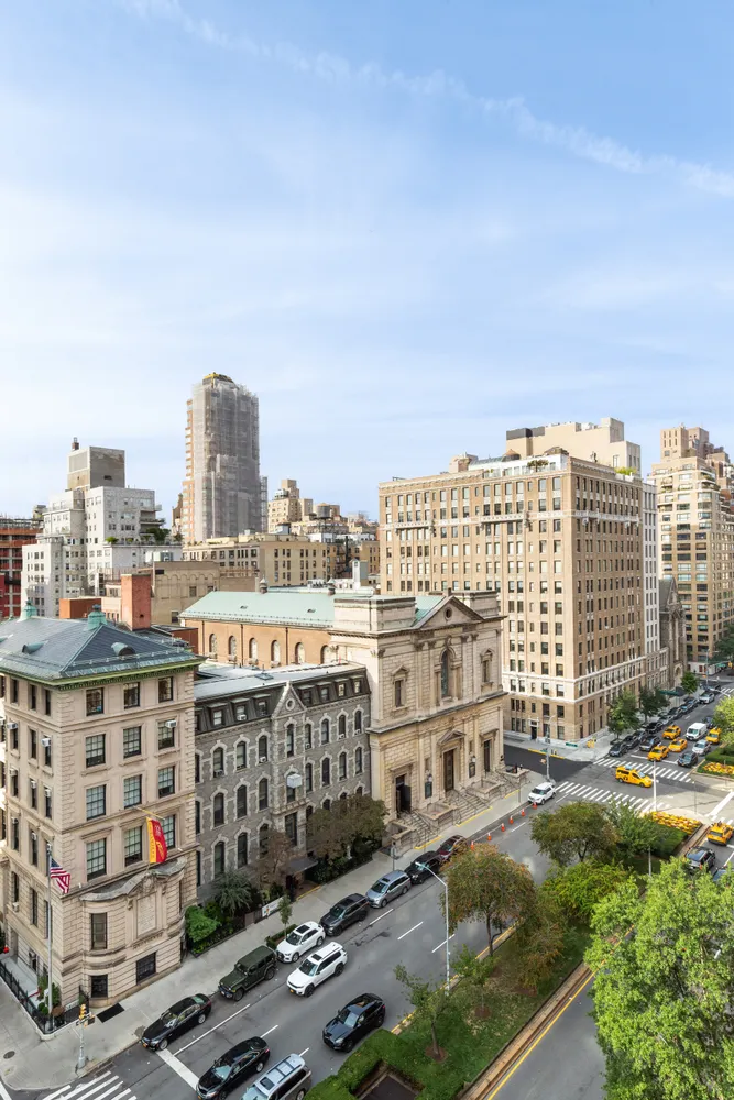 a view of city with tall buildings