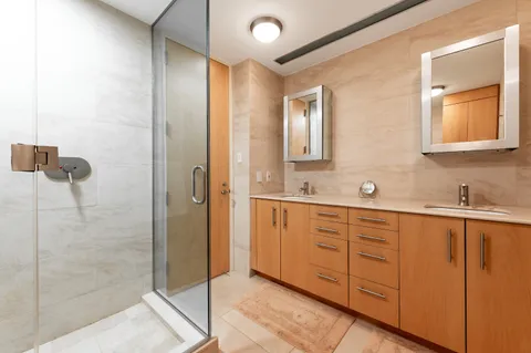 a view of a city with tall buildings