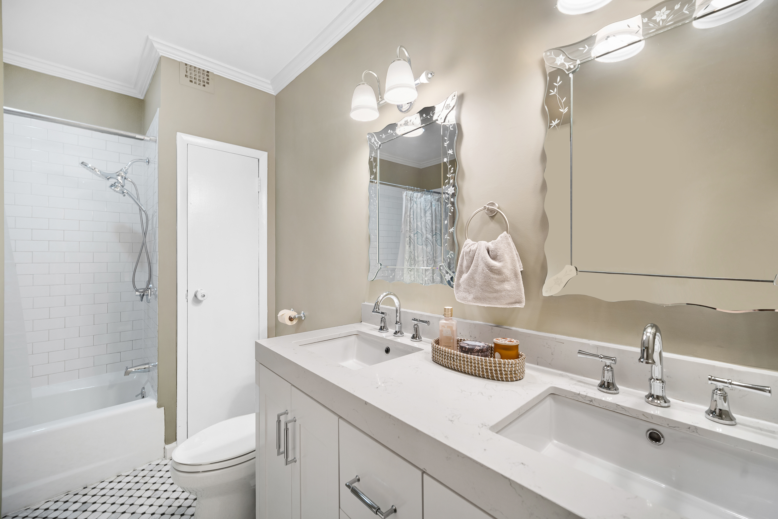 182 Saint Marks Avenue, Unit 2 Brooklyn, NY 11238 - Photo 11 of 14 a bathroom with a sink a toilet and a large mirror