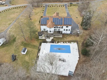 an aerial view of a house