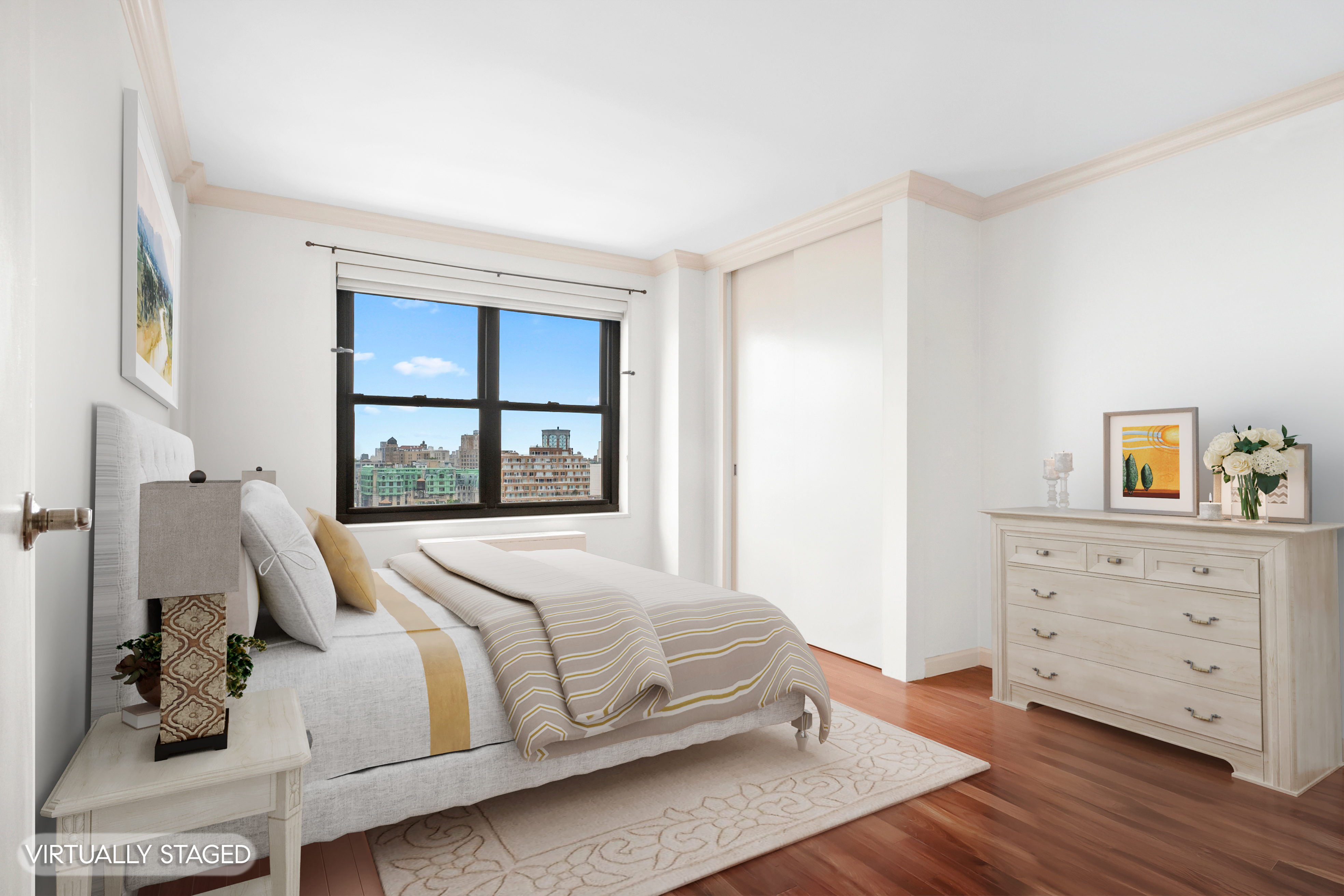 180 West End Avenue, Unit 28S Manhattan, NY 10023 - Photo 4 of 10 a bedroom with a bed and a window