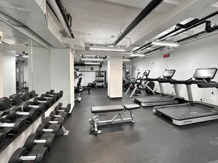 a room with gym equipment