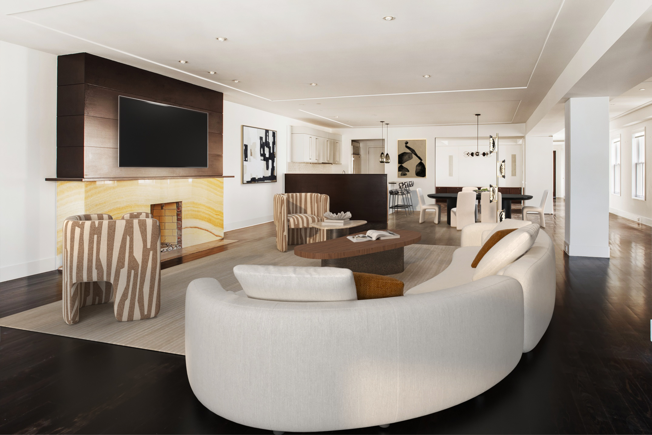 169 Hudson Street, Unit 6S Manhattan, NY 10013 - Photo 3 of 12 a living room with furniture and a flat screen tv