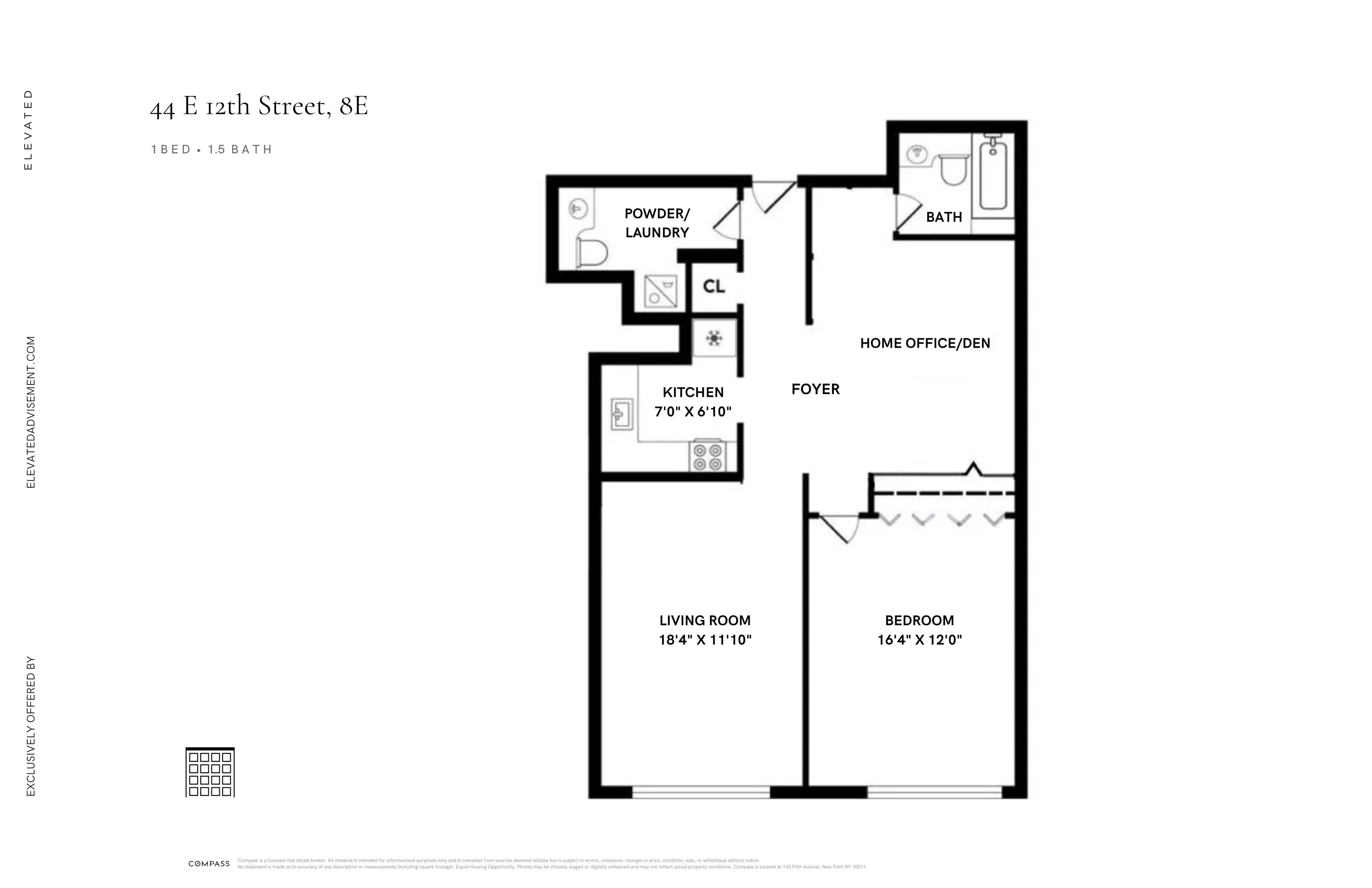 44 East 12th Street, Unit 8E Manhattan, NY 10003 - Photo 7 of 7 a picture of a floor plan