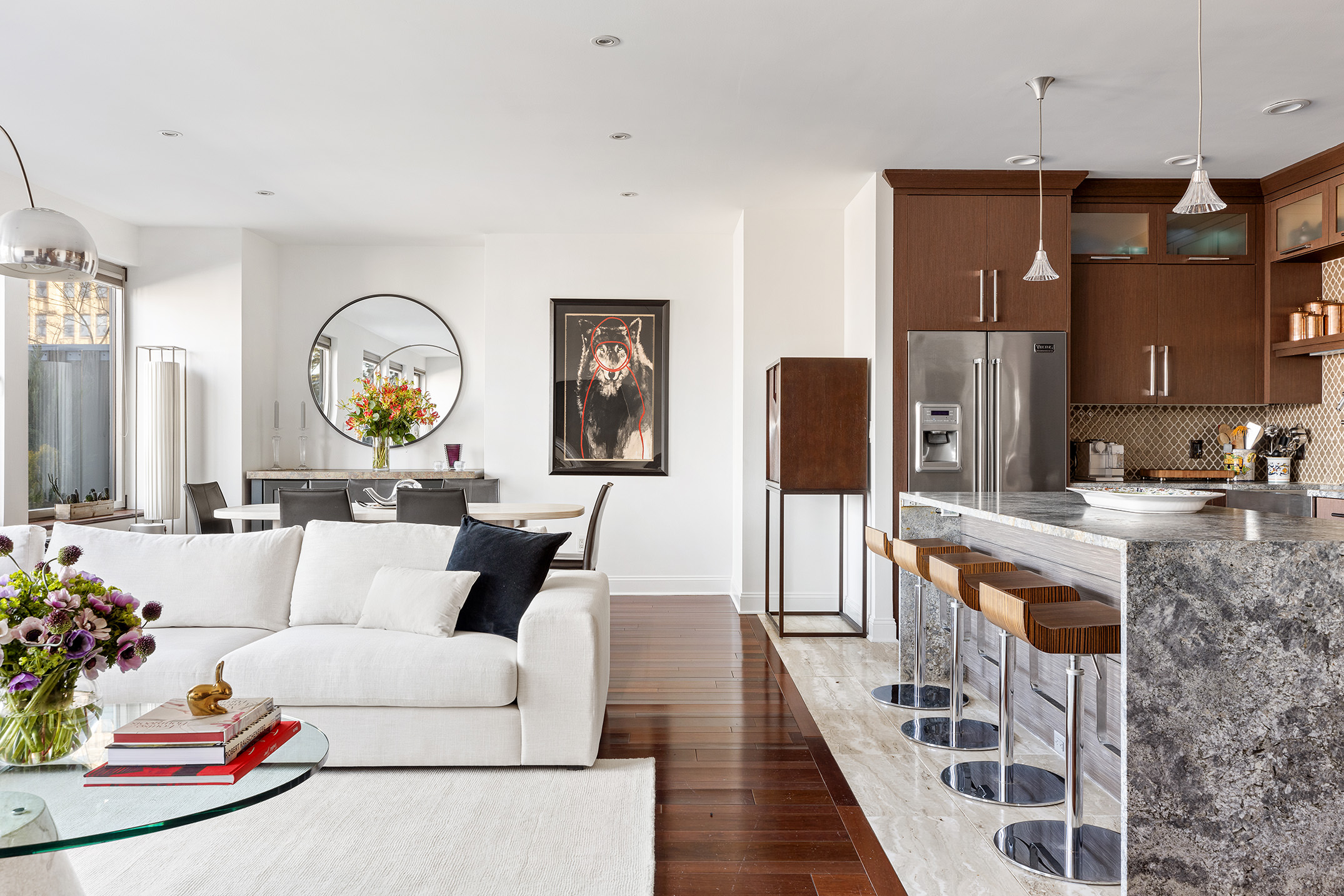 252 7th Avenue, Unit PHG Manhattan, NY 10001 - Photo 6 of 27 a living room with furniture and a large window