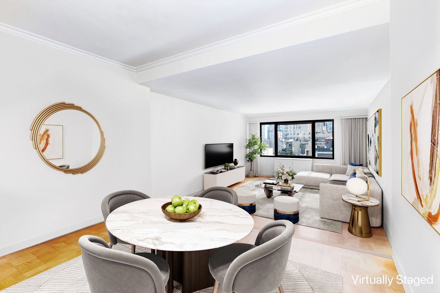 a living room with furniture and a flat screen tv
