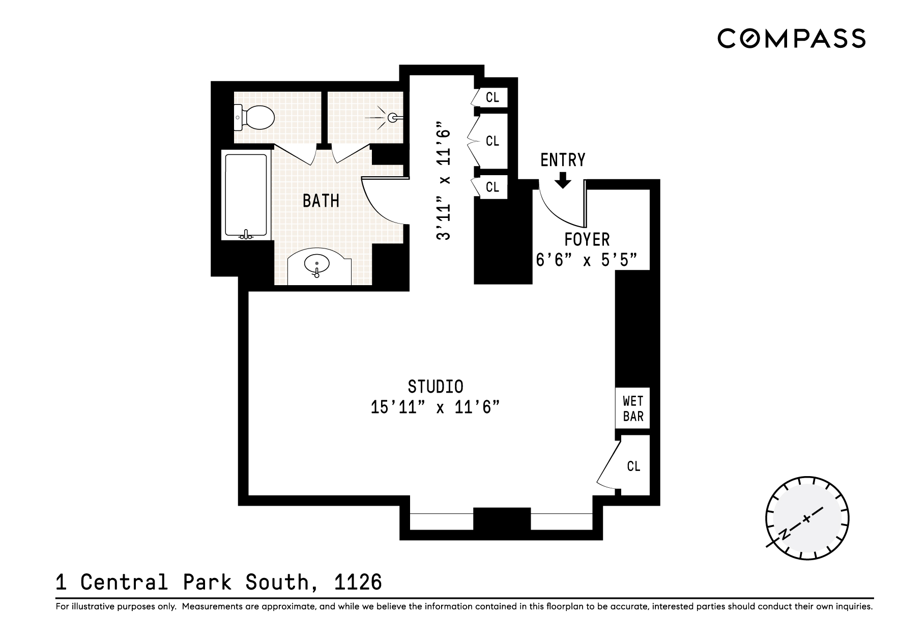 1 Central Park South, Unit 1126 Manhattan, NY 10019 - Photo 19 of 19 a picture of a floor plan