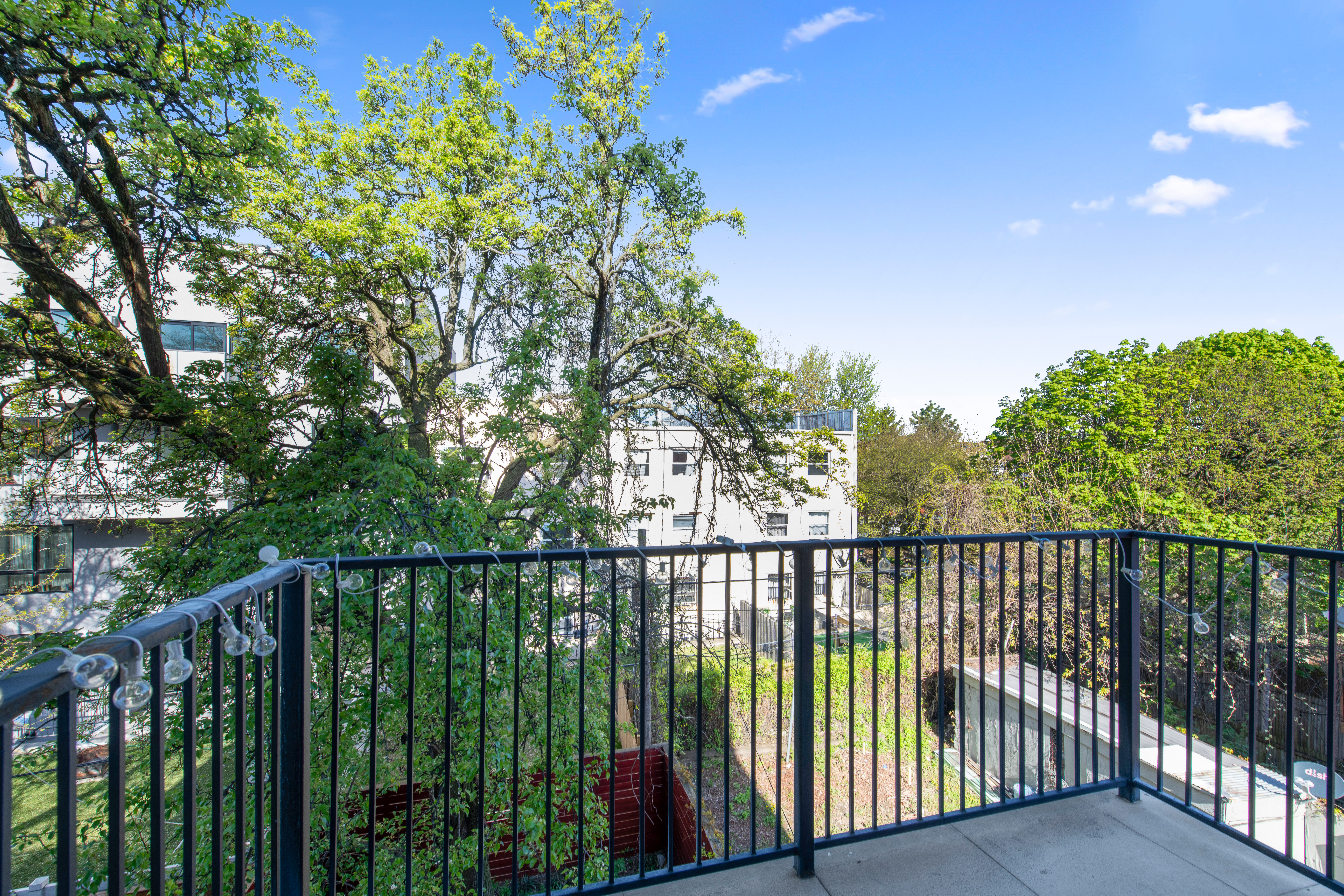 42 Rochester Avenue, Unit 3 Brooklyn, NY 11233 - Photo 2 of 18 a balcony with trees in front of it