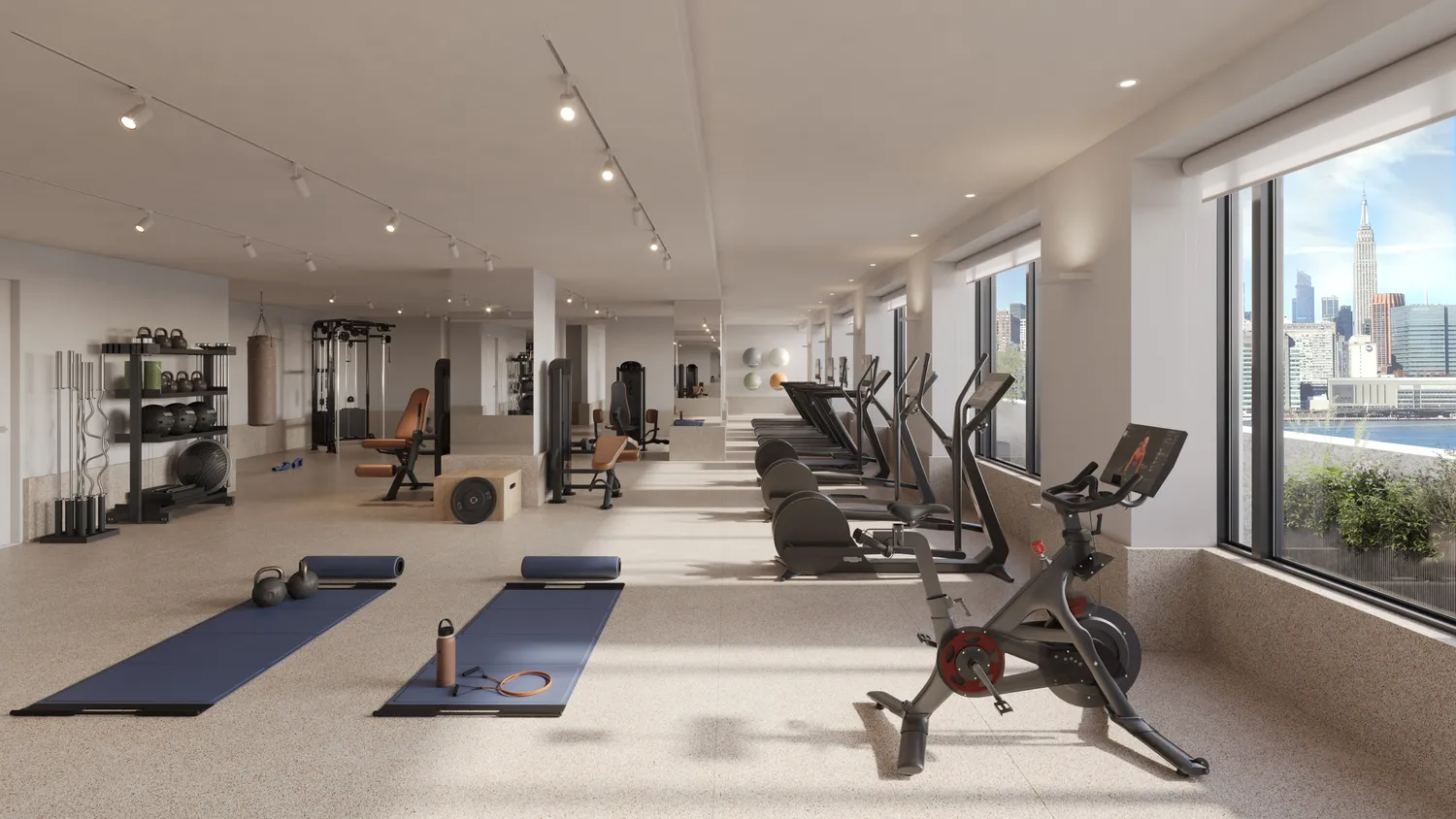 a view of a room with gym equipment