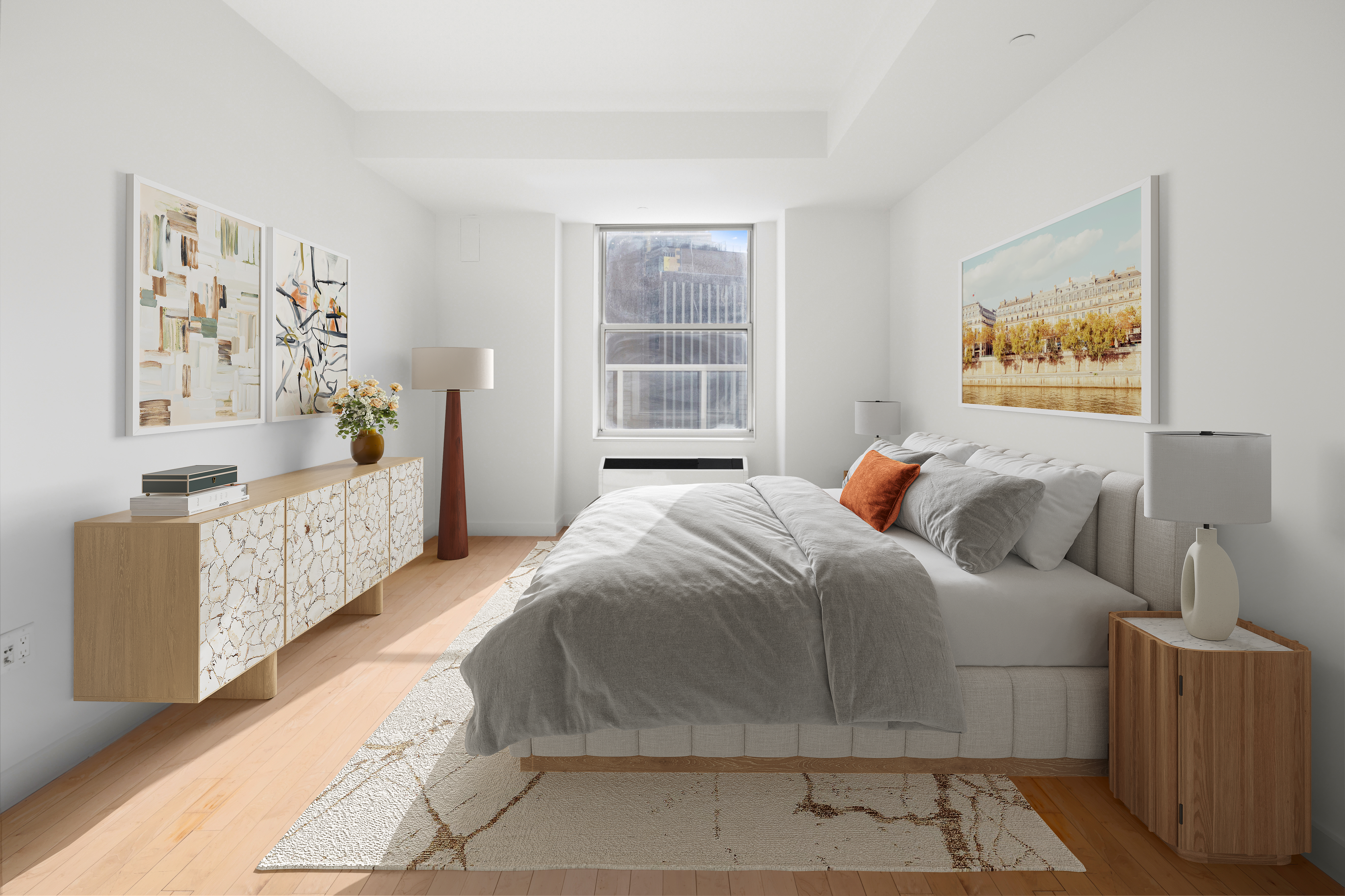 15 Broad Street, Unit 2926 Manhattan, NY 10005 - Photo 7 of 26 a bedroom with a bed and a couch