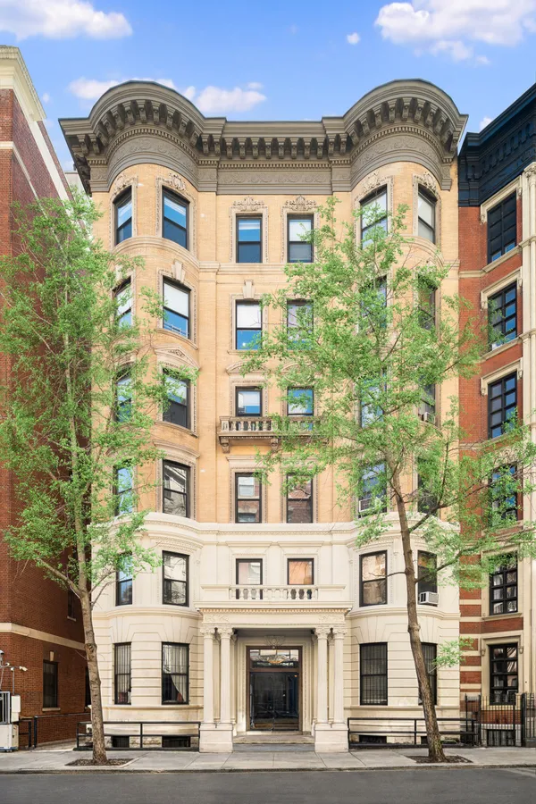 a front view of a multi story building