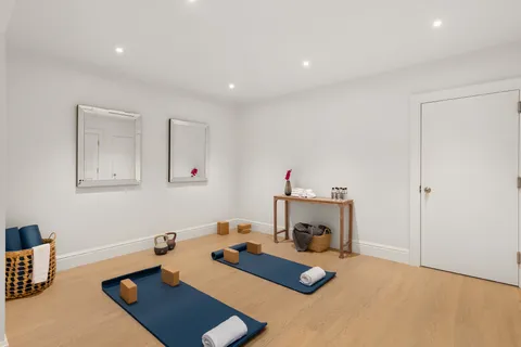 a room with furniture and a fireplace