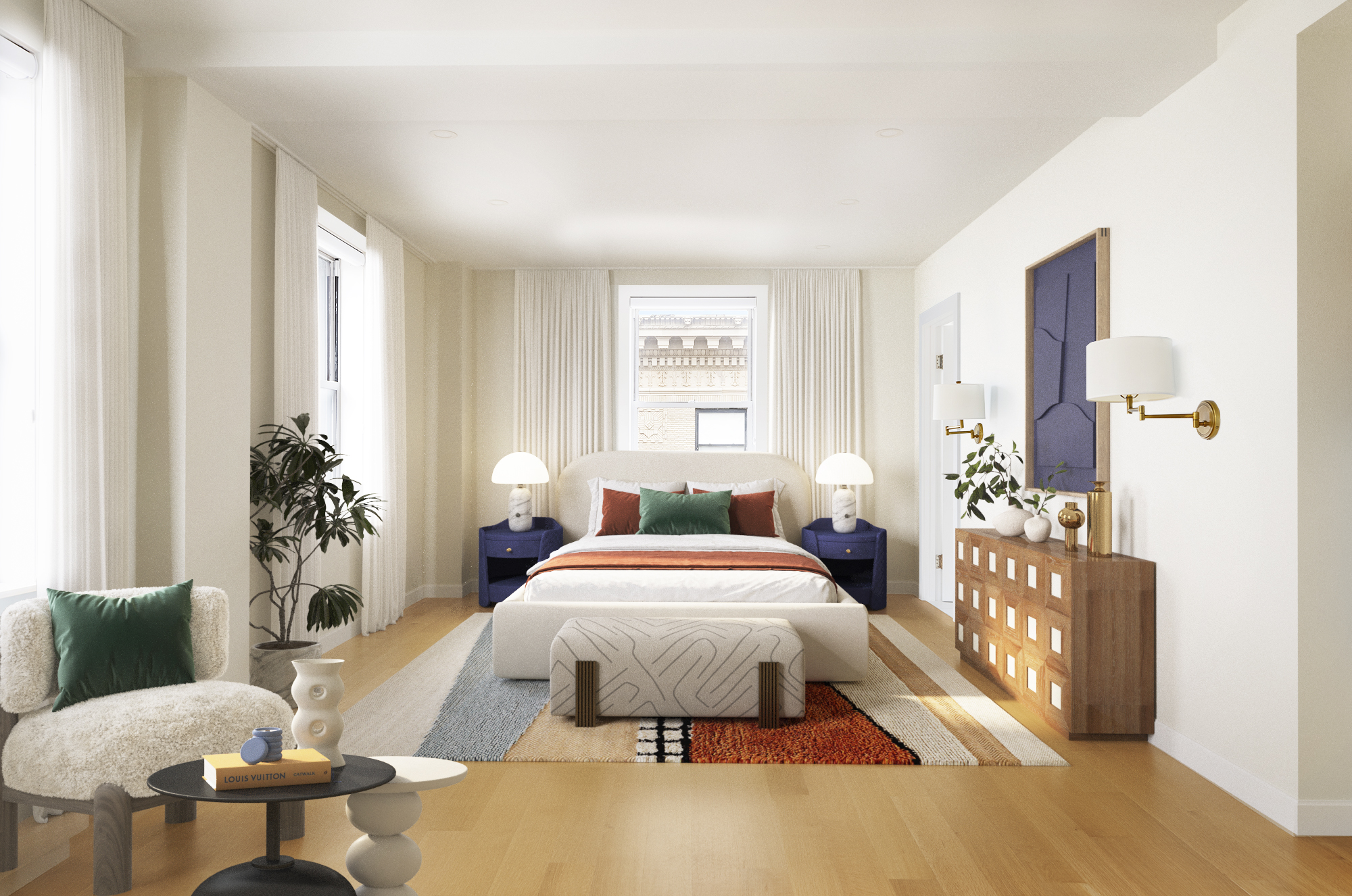 240 West End Avenue, Unit PH Manhattan, NY 10023 - Photo 7 of 25 a bedroom with a bed and a chandelier