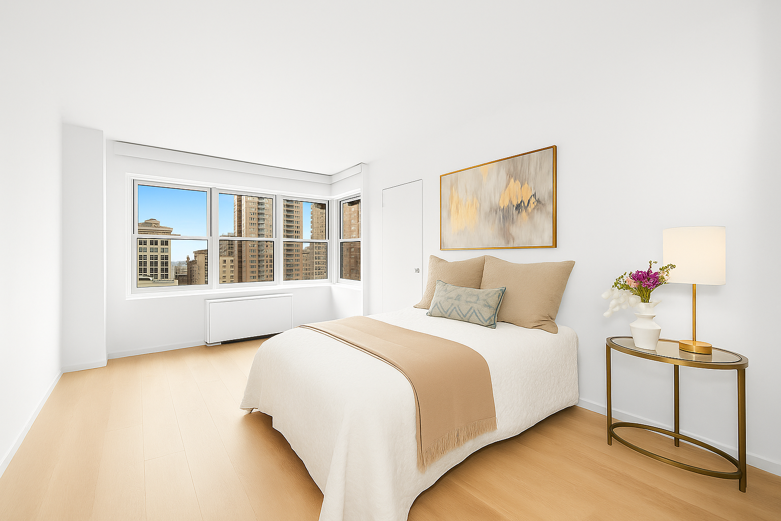20 East 9th Street, Unit 18E Manhattan, NY 10003 - Photo 22 of 40 a spacious bedroom with a bed and a window