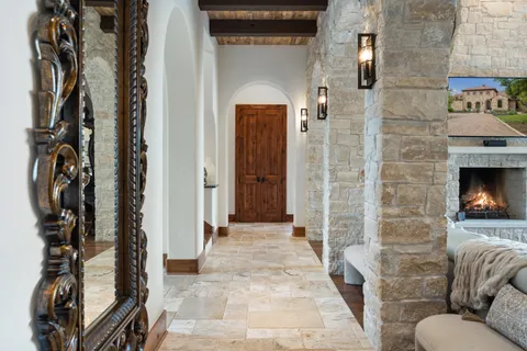 a backyard of a house with lots of green space