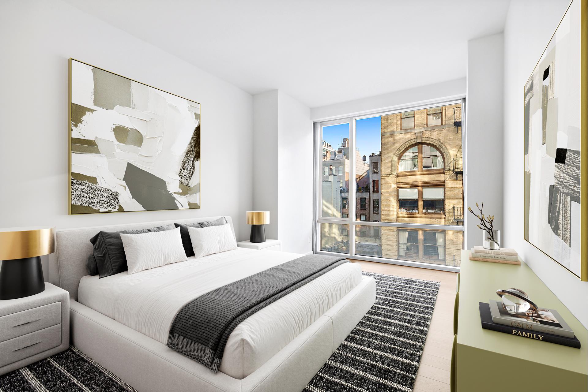 311 West Broadway, Unit 5G Manhattan, NY 10013 - Photo 2 of 14 a bedroom with furniture and a window