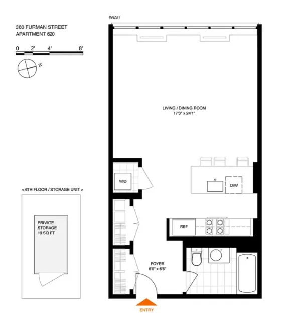 $735,000 | 360 Furman Street, Unit 620 | Brooklyn Heights